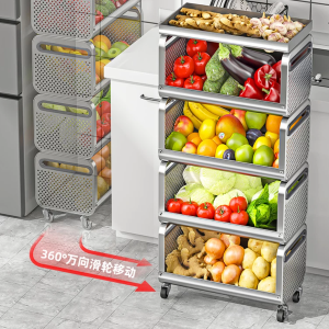 厨房蔬菜置物架落地多层不锈钢菜篮子